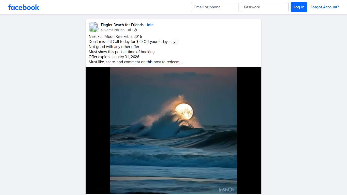 Flagler Beach for Friends Next Full Moon Rise Feb 2 2016 Facebook